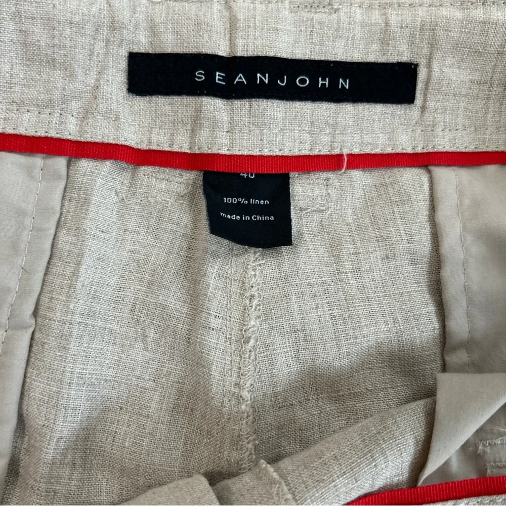 Sean John Light Tan Linen Drawstring Chinos inseam 34